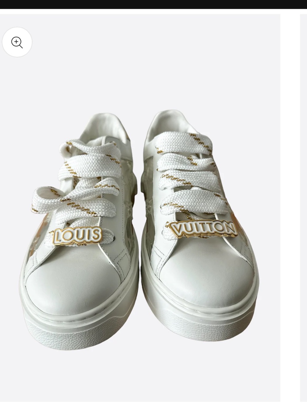 Louis Vuitton White Sneakers with Gold Nameplate